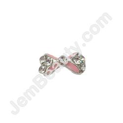  Nail Gem Bow Silver Pink Lines Medium 