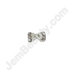  Nail Gem Bow 5 White Beads Small 