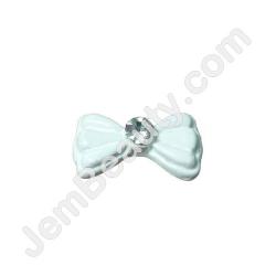  Nail Gem Bow Solid White Medium 