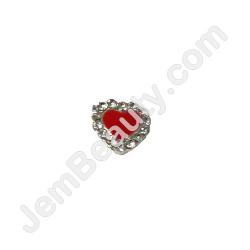  Nail Gem Heart Red w/ Stones Medium 