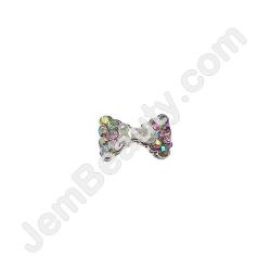  Nail Gem Bow AB 5 White Beads Medium 