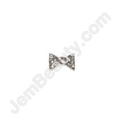  Nail Gem Bow Silver Stones Medium 