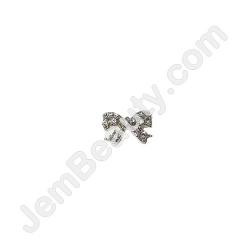  Nail Gem Bow Silver w/ Tails Medium 