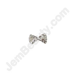  Nail Gem Bow Silver X 6 Beads Medium 