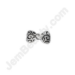  Nail Gem Bow Silver Black Swirl Medium 