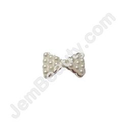  Nail Gem Bow White Beads Medium 