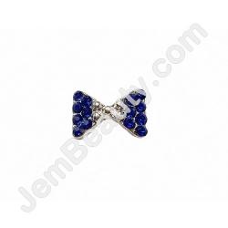  Nail Gem Bow Blue and Silver Large 