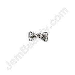  Nail Gem Bow Silver 3 Stones Small 