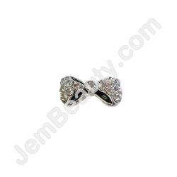  Nail Gem Bow Silver Black Lines Medium 