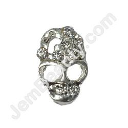  Nail Gem Skull Head Silver Large 