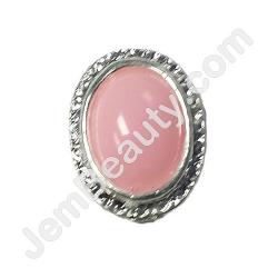  Nail Gem Oval Pink Silver Large 