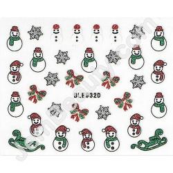  Sticker 3D Snowman Snowflakes 