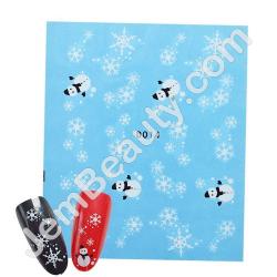  Nail Water Decal Snowman Flakes 1 Sheet 