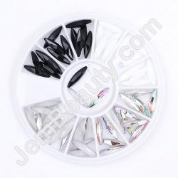  Rhinestone Marquise Blk Wht Slv Wheel 