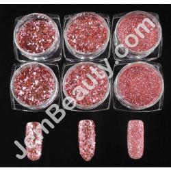  Glitter Sequins Rose Pink 6pcs Set 