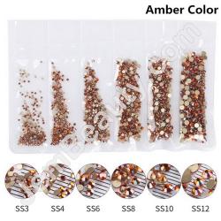  Rhinestones Multi Sz Amber 1700/Pack 