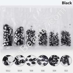  Rhinestones Multi Sz Black 1770/Pack 