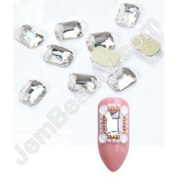  Gem Stone Rectangle White 10/Pack 