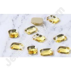  Gem Stone Rectangle Gold 10/Pack 