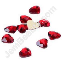  Gem Stone Heart Red 10/Pack 