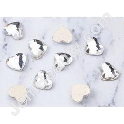  Gem Stone Heart White 10/Pack 