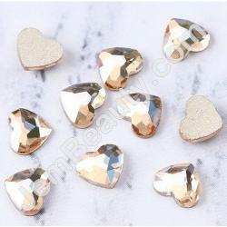  Gem Stone Heart Champagne 10/Pack 