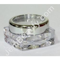  Clear Square Jar w/ Silver Lid 