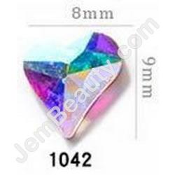  Rhinestone Heart L Crystal AB 10/Pack 