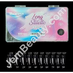  Ikonna Tips Stiletto Long CLR 500/Box 