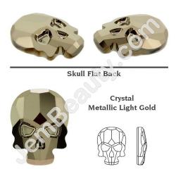  Swarovski Skull Met Lt Gold 3pcs/Bag 