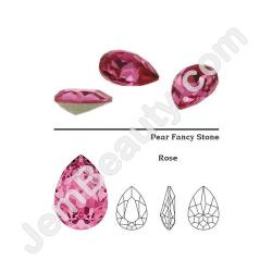  Swarovski Ptd Bck Pear Rose 6pcs/Bag 