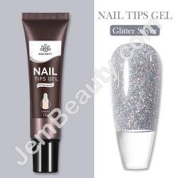  BP Nail Tips Gel Silver Glitter 15 g 