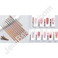  BP Nail Art Brushes Brown 9/Set 