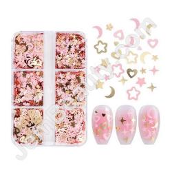  Sequin Star Moon Heart Pink Box 