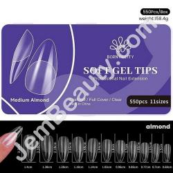  BP Soft Gel Tips Med Almond CLR 550pcs/Box 