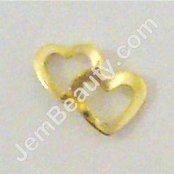  Nail Charm Gold 2 Hearts Top 