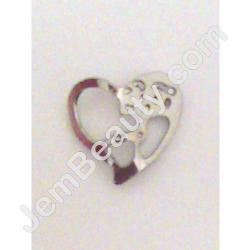  Nail Charm Silver Heart 