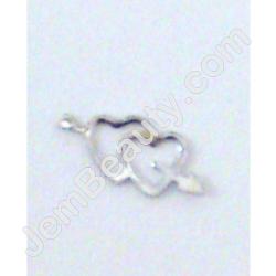  Nail Charm Silver 2 Heart Arrow 