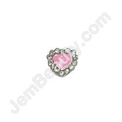  Nail Gem Heart Pink w/ Stones Medium 