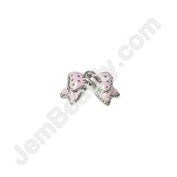  Nail Gem Bow Pink w/ Blue Dots Large 