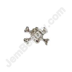  Nail Gem Skull Bones Silver Large 