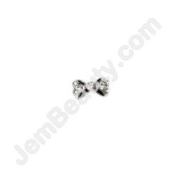  Nail Gem Bow Silver Black Lines Small 