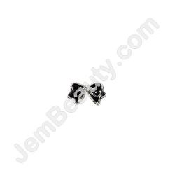  Nail Gem Bow Black and Silver Medium 