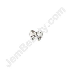  Nail Gem Bow Silver and White Medium 