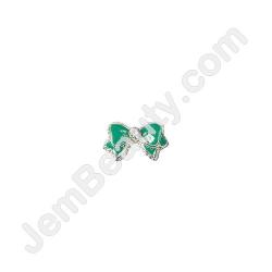  Nail Gem Bow Green and Tails Medium 