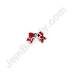  Nail Gem Bow Red w/ Black Dots Large 