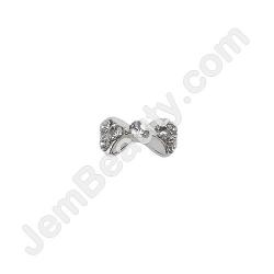  Nail Gem Bow Silver White Lines Medium 