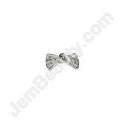  Nail Gem Bow White Silver Medium 