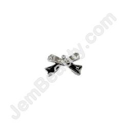  Nail Gem Bow Silver Black Tails Large 