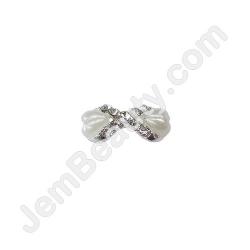  Nail Gem Bow White Heart Beads Medium 